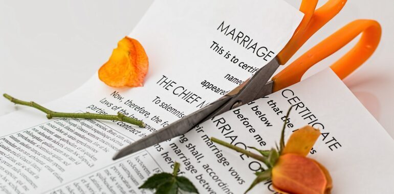 Marriage contract getting cut in half